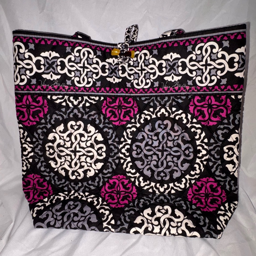 Vera Bradley Black and Pink Patterned Tote